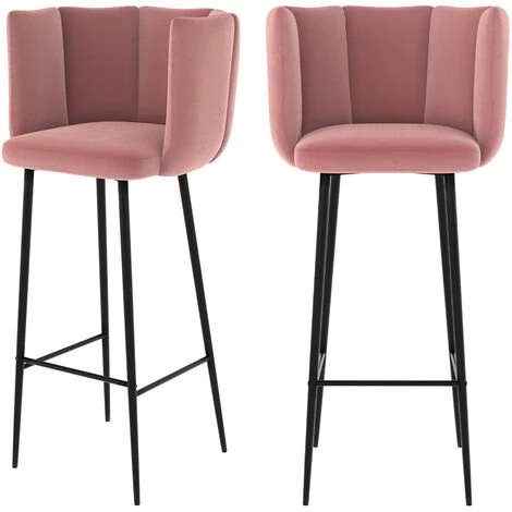 RENDEZ VOUS DéCO Chaise De Bar Rosy En Velours Rose 75 Cm (lot De 2) - Rose 3 RENDEZ VOUS DéCO Chaise De Bar Rosy En Velours Rose 75 Cm (lot De 2) - Rose