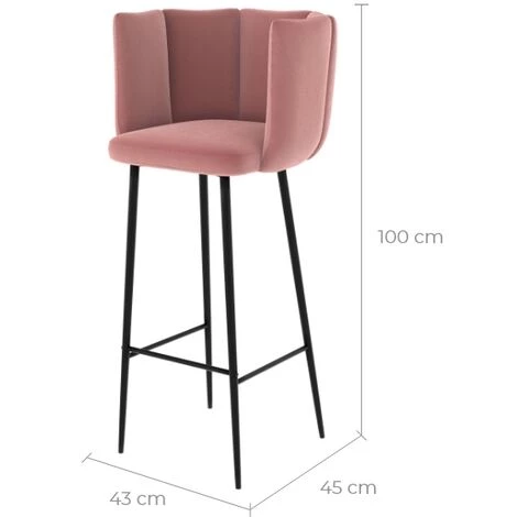 RENDEZ VOUS DéCO Chaise De Bar Rosy En Velours Rose 75 Cm (lot De 2) - Rose 4 RENDEZ VOUS DéCO Chaise De Bar Rosy En Velours Rose 75 Cm (lot De 2) - Rose – Image 2