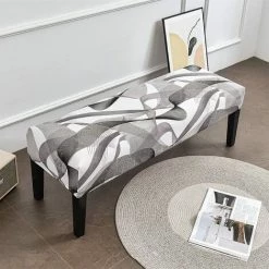 PERLE RARE Housse De Banc De Salle à Manger Imprimée Housses De Coussin De Siège De Banc Imprimées Housse De Banc Rembourrée Extensible Housses De Chaise De Salle à Manger Lavables Amovibles Pour Chambre à Coucher Salon -banc et tabouret Soldes Boutique 68206247 4