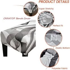 PERLE RARE Housse De Banc De Salle à Manger Imprimée Housses De Coussin De Siège De Banc Imprimées Housse De Banc Rembourrée Extensible Housses De Chaise De Salle à Manger Lavables Amovibles Pour Chambre à Coucher Salon -banc et tabouret Soldes Boutique 68206247 5
