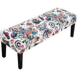 PERLE RARE Housse De Banc De Salle à Manger Imprimée Housses De Coussin De Siège De Banc Imprimées Housse De Banc Rembourrée Extensible Housses De Chaise De Salle à Manger Lavables Amovibles Pour Chambre à Coucher Salon