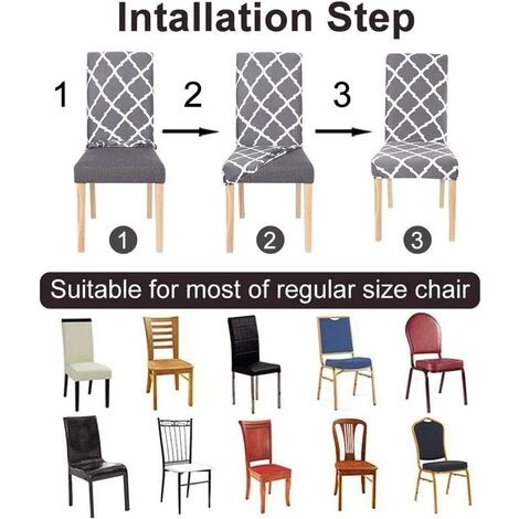 PERLE RARE Lot De 2 Housses De Chaise De Salle à Manger, Housses De Chaise Extensibles Parsons Super Fit Spandex Amovibles Lavables Pour Chaise De Cuisine Pour Salle à Manger, Hôtel, Cérémonie (gris + Blanc). 5 PERLE RARE Lot De 2 Housses De Chaise De Salle à Manger, Housses De Chaise Extensibles Parsons Super Fit Spandex Amovibles Lavables Pour Chaise De Cuisine Pour Salle à Manger, Hôtel, Cérémonie (gris + Blanc). – Image 3