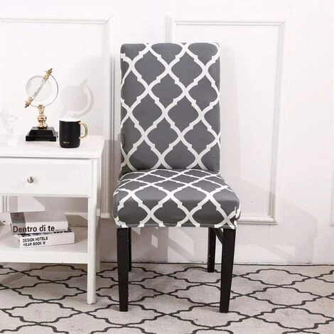 PERLE RARE Lot De 2 Housses De Chaise De Salle à Manger, Housses De Chaise Extensibles Parsons Super Fit Spandex Amovibles Lavables Pour Chaise De Cuisine Pour Salle à Manger, Hôtel, Cérémonie (gris + Blanc). 6 PERLE RARE Lot De 2 Housses De Chaise De Salle à Manger, Housses De Chaise Extensibles Parsons Super Fit Spandex Amovibles Lavables Pour Chaise De Cuisine Pour Salle à Manger, Hôtel, Cérémonie (gris + Blanc). – Image 4