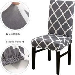PERLE RARE Lot De 2 Housses De Chaise De Salle à Manger, Housses De Chaise Extensibles Parsons Super Fit Spandex Amovibles Lavables Pour Chaise De Cuisine Pour Salle à Manger, Hôtel, Cérémonie (gris + Blanc). 11 PERLE RARE Lot De 2 Housses De Chaise De Salle à Manger, Housses De Chaise Extensibles Parsons Super Fit Spandex Amovibles Lavables Pour Chaise De Cuisine Pour Salle à Manger, Hôtel, Cérémonie (gris + Blanc). -banc et tabouret Soldes Boutique 68206475 5