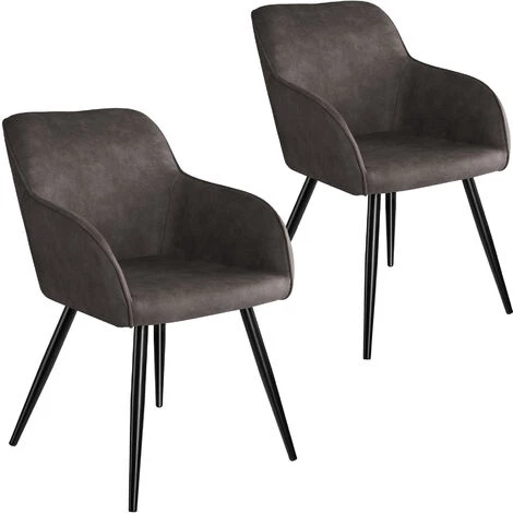 TECTAKE 2 Chaises Marilyn Tissu - Chaise, Chaise De Salle à Manger, Chaise De Salon - Gris Foncé-noir 3 TECTAKE 2 Chaises Marilyn Tissu - Chaise, Chaise De Salle à Manger, Chaise De Salon - Gris Foncé-noir