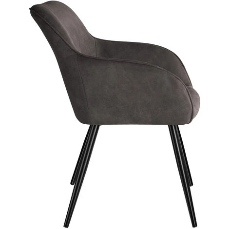 TECTAKE 2 Chaises Marilyn Tissu - Chaise, Chaise De Salle à Manger, Chaise De Salon - Gris Foncé-noir 6 TECTAKE 2 Chaises Marilyn Tissu - Chaise, Chaise De Salle à Manger, Chaise De Salon - Gris Foncé-noir – Image 4