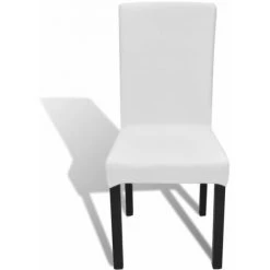 LangRay Maison & Jardin Housses Extensibles De Chaise 6 Pcs Blanc -banc et tabouret Soldes Boutique 68276736 3