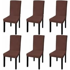 LangRay Maison & Jardin Housse De Chaise Droite Extensible 6 Pcs Marron