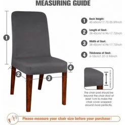 GRID COOL Housse De Chaise Moderne De Grande Taille Sans Accoudoirs Housse élastique De Protection De Siège De Chaise Lavable Amovible Pour Salle à Manger Cuisine Hôtel Restaurant Fête De Mariage 4 Pièces (gris) - Gris -banc et tabouret Soldes Boutique 68589432 2