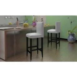 Tabourets De Bar 2 Pcs Similicuir Blanc VidaXL