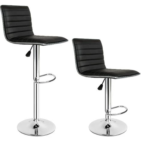 TECTAKE Lot De 2 Chaises De Bar Pied En Métal Pivotantes Et Réglables En Hauteur 60 Cm - 81 Cm Noir - Noir 3 TECTAKE Lot De 2 Chaises De Bar Pied En Métal Pivotantes Et Réglables En Hauteur 60 Cm - 81 Cm Noir - Noir