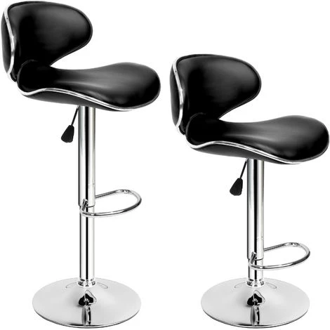 TECTAKE Lot De 2 Chaises De Bar Design Dossier Rembourré Pivotantes Et Réglables En Hauteur 84 Cm - 105 Cm Noir - Noir 3 TECTAKE Lot De 2 Chaises De Bar Design Dossier Rembourré Pivotantes Et Réglables En Hauteur 84 Cm - 105 Cm Noir - Noir