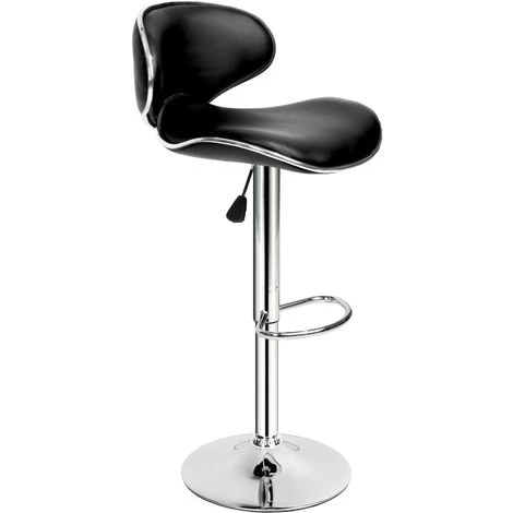 TECTAKE Lot De 2 Chaises De Bar Design Dossier Rembourré Pivotantes Et Réglables En Hauteur 84 Cm - 105 Cm Noir - Noir 5 TECTAKE Lot De 2 Chaises De Bar Design Dossier Rembourré Pivotantes Et Réglables En Hauteur 84 Cm - 105 Cm Noir - Noir – Image 3