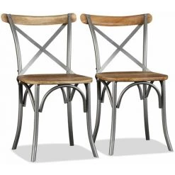 Chaises De Salle à Manger Bois De Manguier Massif Et Acier 2 Pcs VidaXL 8 Chaises De Salle à Manger Bois De Manguier Massif Et Acier 2 Pcs VidaXL -banc et tabouret Soldes Boutique 7558535 2