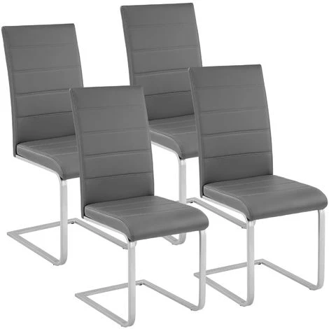 TECTAKE 4 Chaises De Salle à Manger Rembourrées Design Moderne Pieds En Métal Gris - Gris 3 TECTAKE 4 Chaises De Salle à Manger Rembourrées Design Moderne Pieds En Métal Gris - Gris