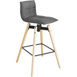 Tabouret De Bar Cuisine Rotatif à 360° Avec Dossier Et Repose-pieds Fauteuil Bistrot Haute Qualité SoBuy® FST45-DG