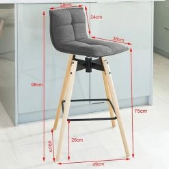 Tabouret De Bar Cuisine Rotatif à 360° Avec Dossier Et Repose-pieds Fauteuil Bistrot Haute Qualité SoBuy® FST45-DG -banc et tabouret Soldes Boutique 7927895 3