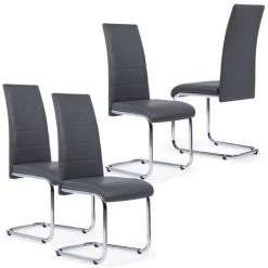 IDMARKET Lot De 4 Chaises MIA Grises Pour Salle à Manger - Gris 9 IDMARKET Lot De 4 Chaises MIA Grises Pour Salle à Manger - Gris -banc et tabouret Soldes Boutique 8338934 3
