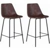 HAPPY GARDEN Lot De 2 Tabourets De Bar Vintage LUCIEN Marron - Hauteur D'assise 65cm - Marron -banc et tabouret Soldes Boutique 8339646 1