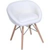 HOMCOM Chaise Design Scandinave - Chaise De Salon Ou Cuisine - Pieds Effilés Bois Massif - Revêtement Synthétique PU Blanc - Blanc