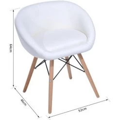 HOMCOM Chaise Design Scandinave - Chaise De Salon Ou Cuisine - Pieds Effilés Bois Massif - Revêtement Synthétique PU Blanc - Blanc -banc et tabouret Soldes Boutique 8612398 4
