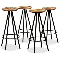 VidaXL Tabourets De Bar 4 Pcs Bois Massif De Récupération - Brun