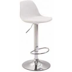 CLP Tabouret De Bar Kiel Similicuir Et Plastique Blanc Chrome