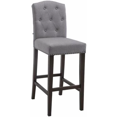 CLP Tabouret De Bar Louise Tissu Piètement Antique Gris Clair Antique 3 CLP Tabouret De Bar Louise Tissu Piètement Antique Gris Clair Antique