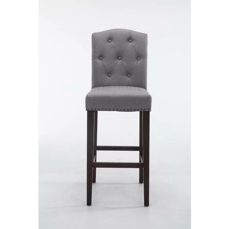 CLP Tabouret De Bar Louise Tissu Piètement Antique Gris Clair Antique 4 CLP Tabouret De Bar Louise Tissu Piètement Antique Gris Clair Antique – Image 2