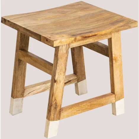 Tabouret Bas En Bois Pid SKLUM Bois De Manguiers - Blanc 3 Tabouret Bas En Bois Pid SKLUM Bois De Manguiers - Blanc