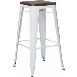 Tabouret Haut LIX Bois SKLUM Bois - Acier Bois Foncé - Blanc Bois Foncé