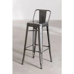 Tabouret Haut Avec Dossier En Acier Brossé (76 Cm) LIX SKLUM Acier Acier - Acier -banc et tabouret Soldes Boutique 9239428 3