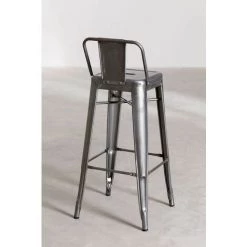 Tabouret Haut Avec Dossier En Acier Brossé (76 Cm) LIX SKLUM Acier Acier - Acier -banc et tabouret Soldes Boutique 9239428 5