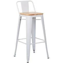 Tabouret Haut En Acier Avec Dossier (75 Cm) LIX Bois SKLUM Bois - Acier - Blanc