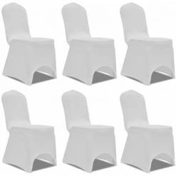 VidaXL Housse Blanche Extensible Pour Chaise 6 Pièces - Blanc
