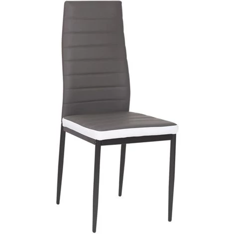 IDMARKET Lot De 6 Chaises ROMANE Grises Bandeau Blanc Pour Salle à Manger - Gris 5 IDMARKET Lot De 6 Chaises ROMANE Grises Bandeau Blanc Pour Salle à Manger - Gris – Image 3