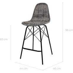 RENDEZ VOUS DéCO Chaise De Bar Mi-hauteur Tiptur En Résine Tressée Grise 63 Cm (lot De 2) -banc et tabouret Soldes Boutique 9678061 2