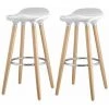 AUTRES OSLO Lot De 2 Tabourets De Bar Blanc Laqué + Pieds Hetre Massif - Contemporain - L 39 X P 40 Cm -banc et tabouret Soldes Boutique 9730871 1