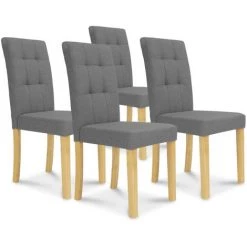IDMARKET Lot De 4 Chaises POLGA Capitonnées Grises Pour Salle à Manger - Gris