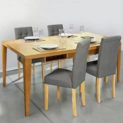 IDMARKET Lot De 4 Chaises POLGA Capitonnées Grises Pour Salle à Manger - Gris -banc et tabouret Soldes Boutique 9859402 3