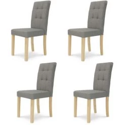 IDMARKET Lot De 4 Chaises POLGA Capitonnées Grises Pour Salle à Manger - Gris -banc et tabouret Soldes Boutique 9859402 4